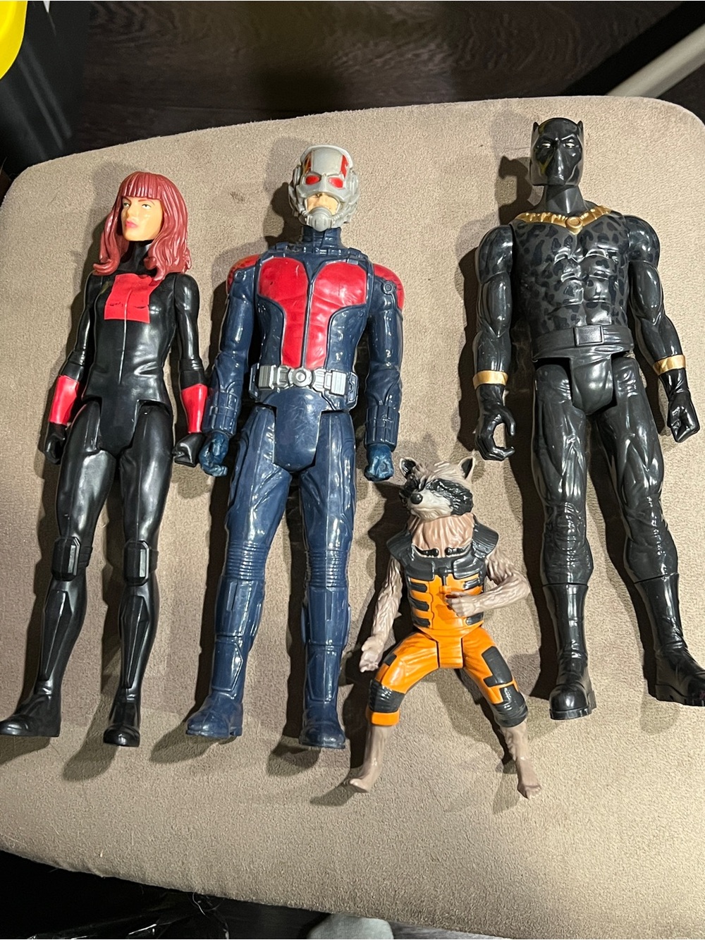 Marvel lot of 4 figure 12” Rocket Raccoon & Black Widow & Panther & Antman